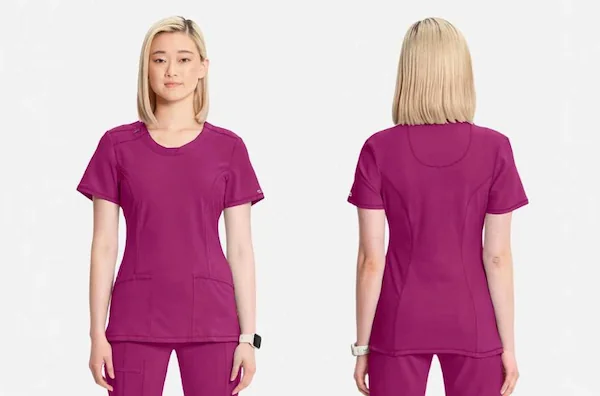 infinity-womens-split-round-neck-solid-scrub-top